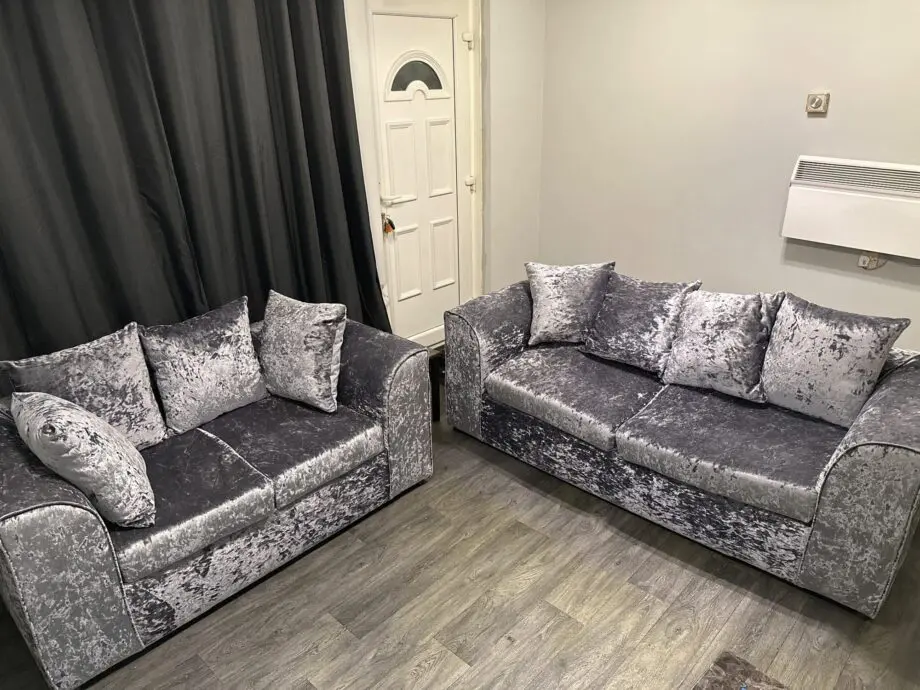 Silver Fleck 3 & 2 Seater Sofa with Scatter Back Cushions
