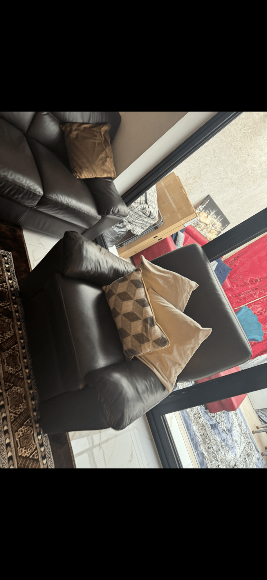 Sofa Set Chocolate Brown Leather