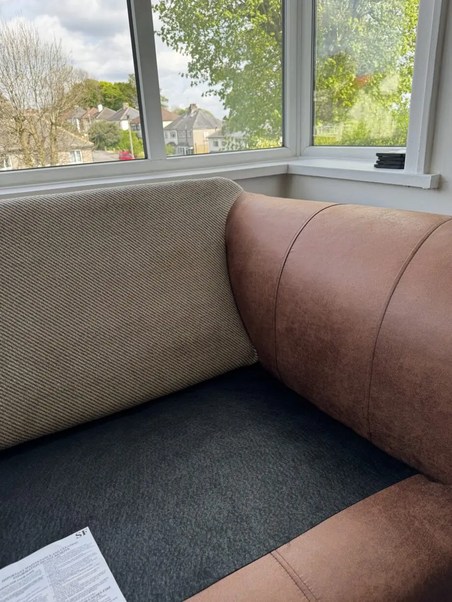 Sherwood 3 & 2 seater sofas half leather scatter back