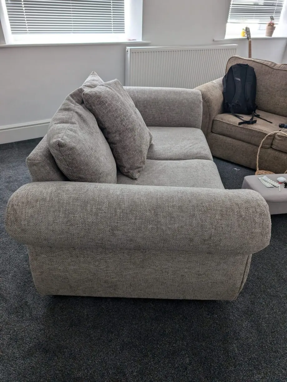 Two sofas: Grey Two-Seater, Beige Two-Seater