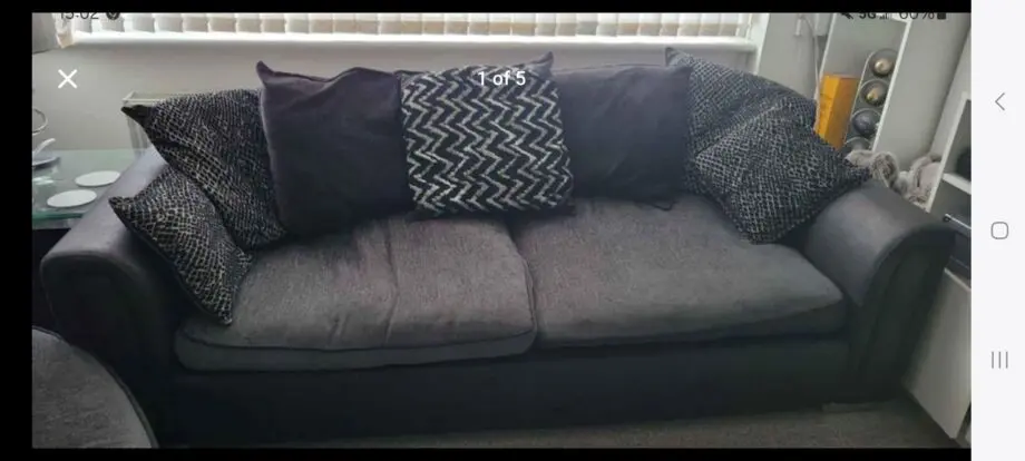 3 seater black sofa