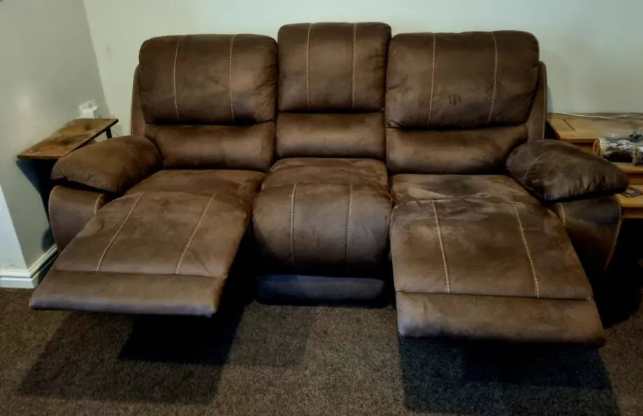 Harvey's Winchester Recliner Sofa Brown Faux Suede 3 Seater