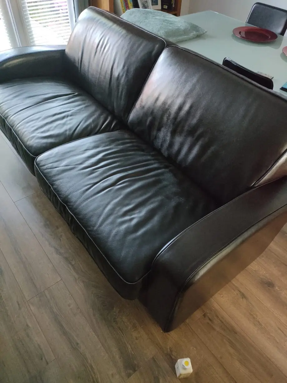 Brown real leather 4 seater sofa