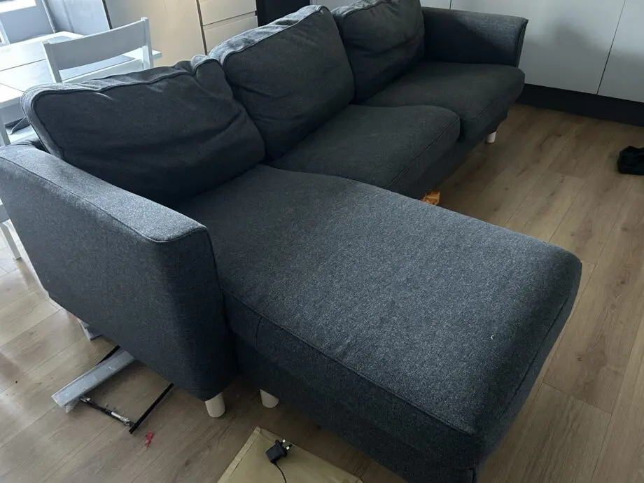 PÄRUP 3-seat sofa with chaise longue in grey