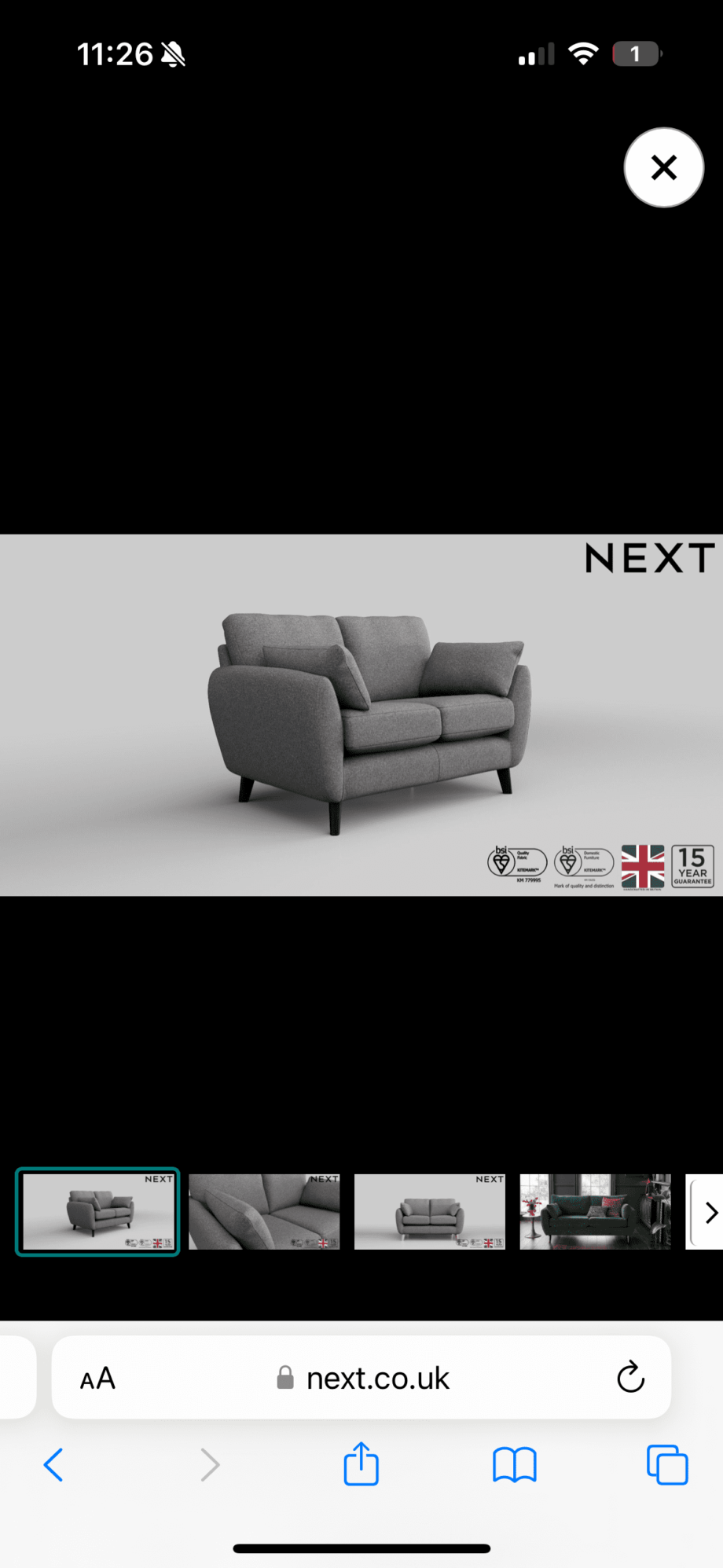 Two 2seater charcoal couches from next