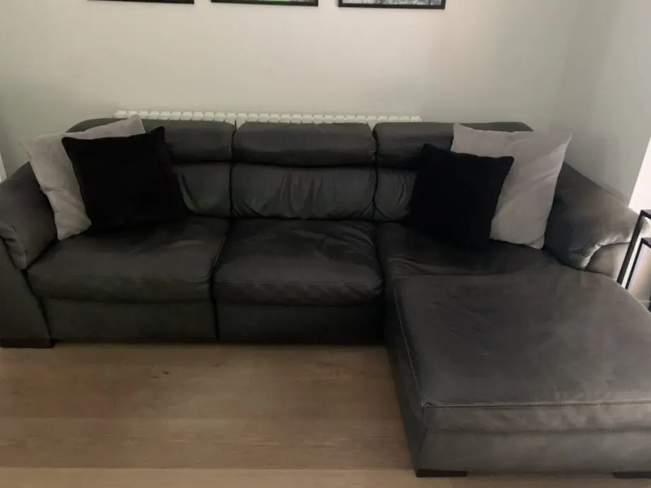 Danetti black leather large 3 seater sofa