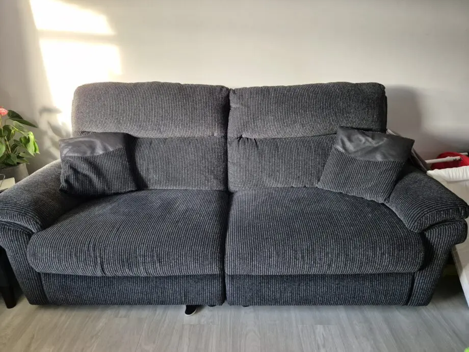 3 piece black material sofa set