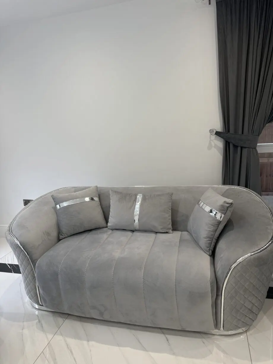 Light Grey Velvet - 2X - 3-Piece Sofa