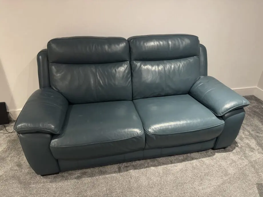 WORLD OF LEATHER STARLIGHT EXPRESS LEATHER 3 SEATER AND POUFF(CHAIR) LAKE GREEN