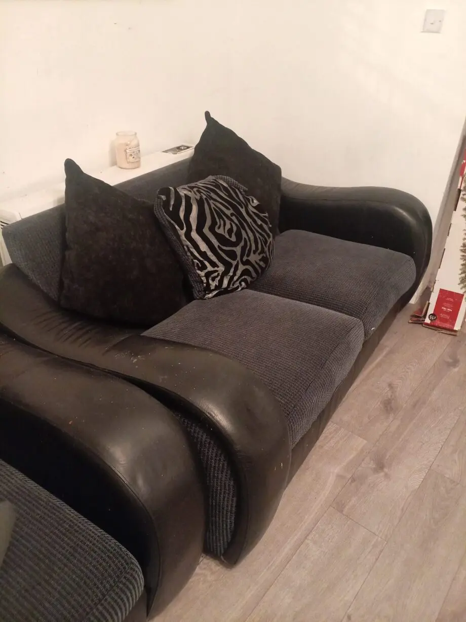 DFS Leather and fabric sofa black
