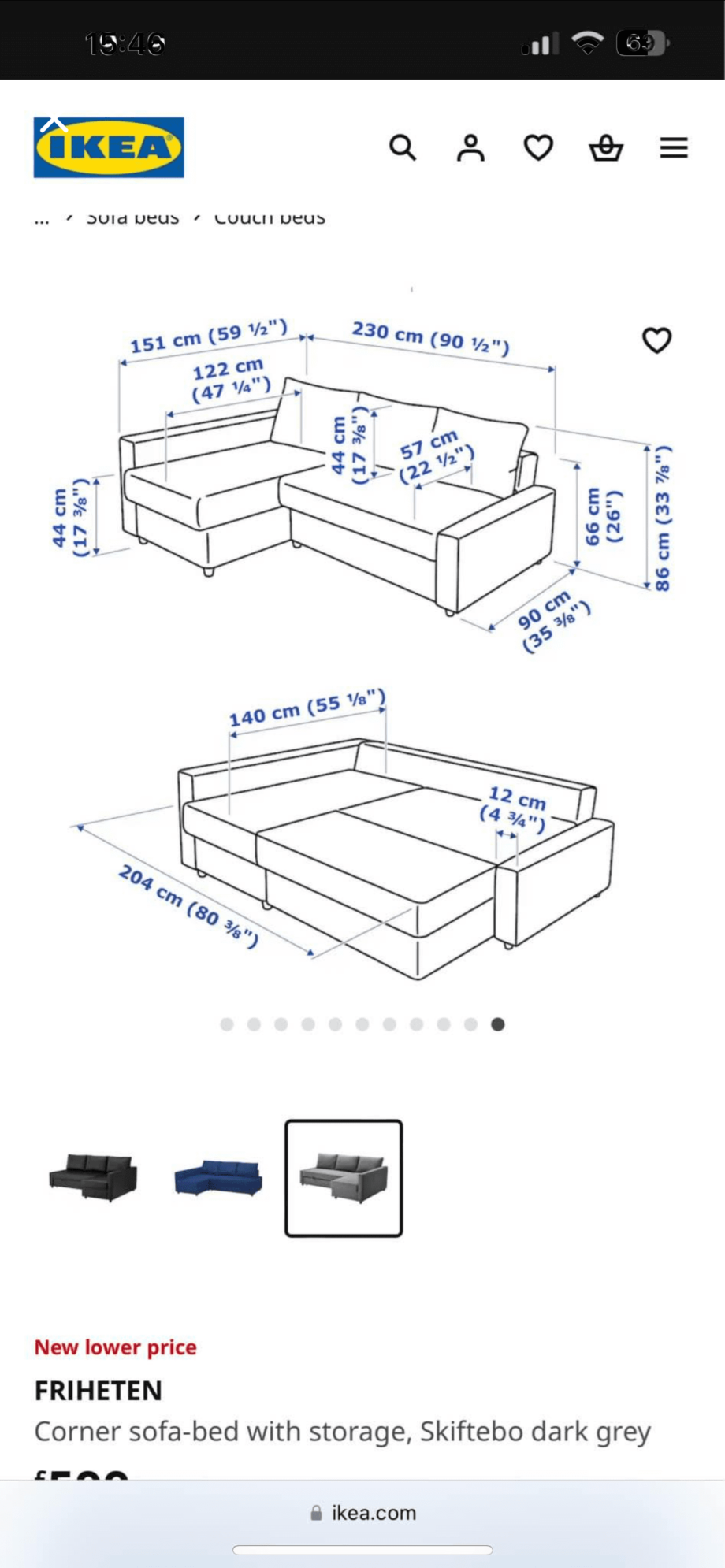 IKEA grey corner sofa