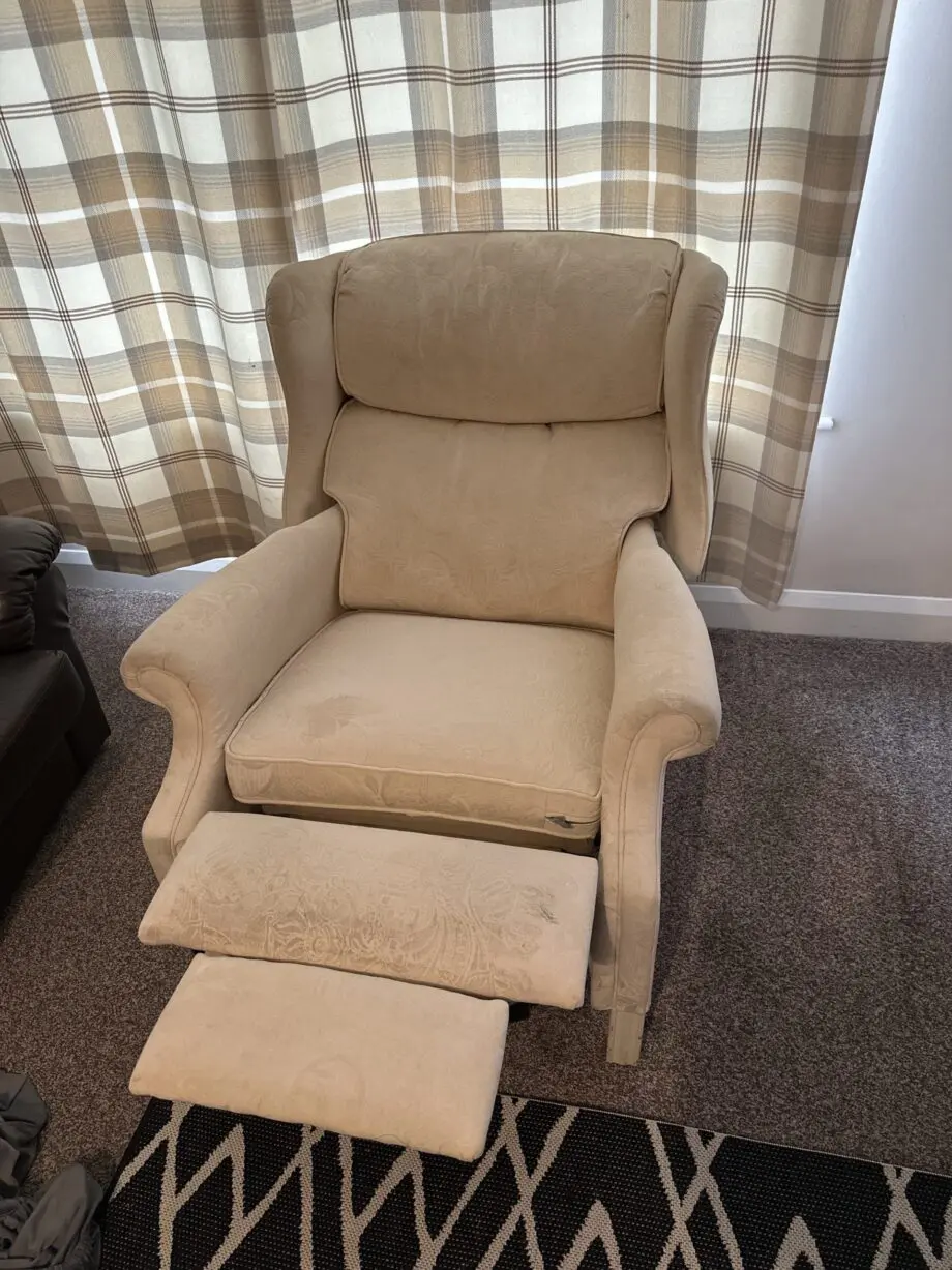 Beige recliner chair