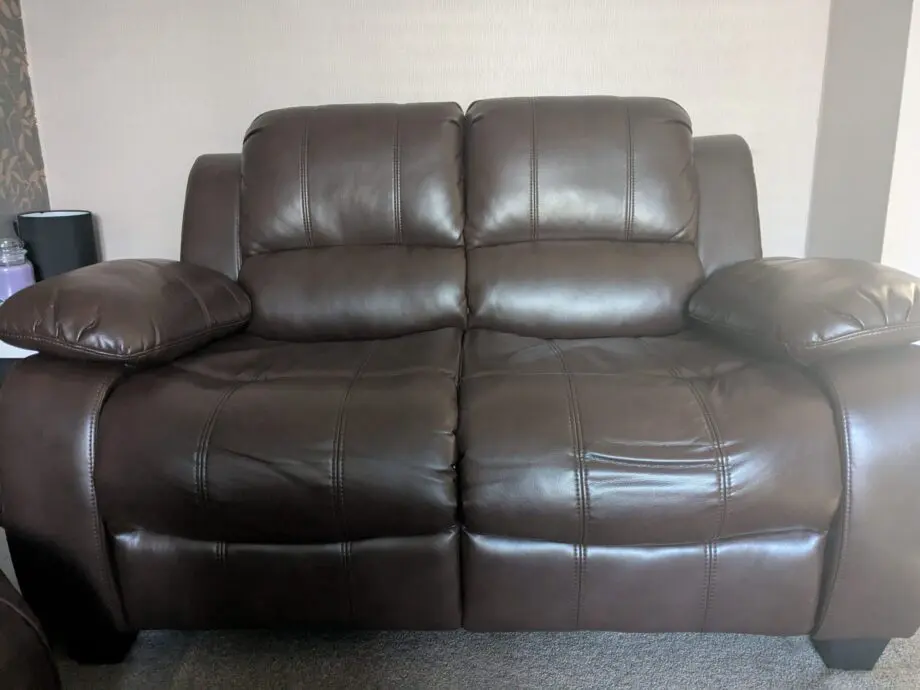 Brown Faux Leather 2 Seater Settee