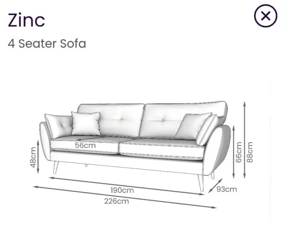 French connection Zinc Grey 4 seater sofa