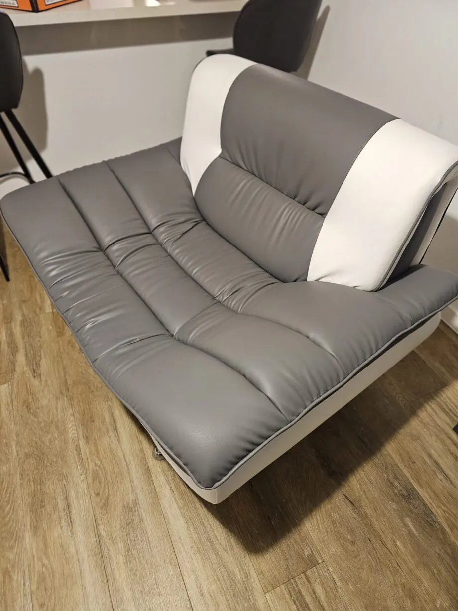 Honeypot Sofa - Napoli Armchair for Living Room - White/Grey Faux Leather Upholstered 1 Seater Single Sofa