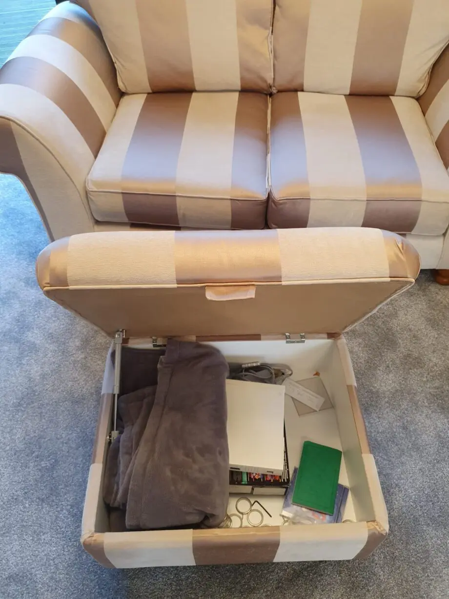 Gold and beige stripe footstool