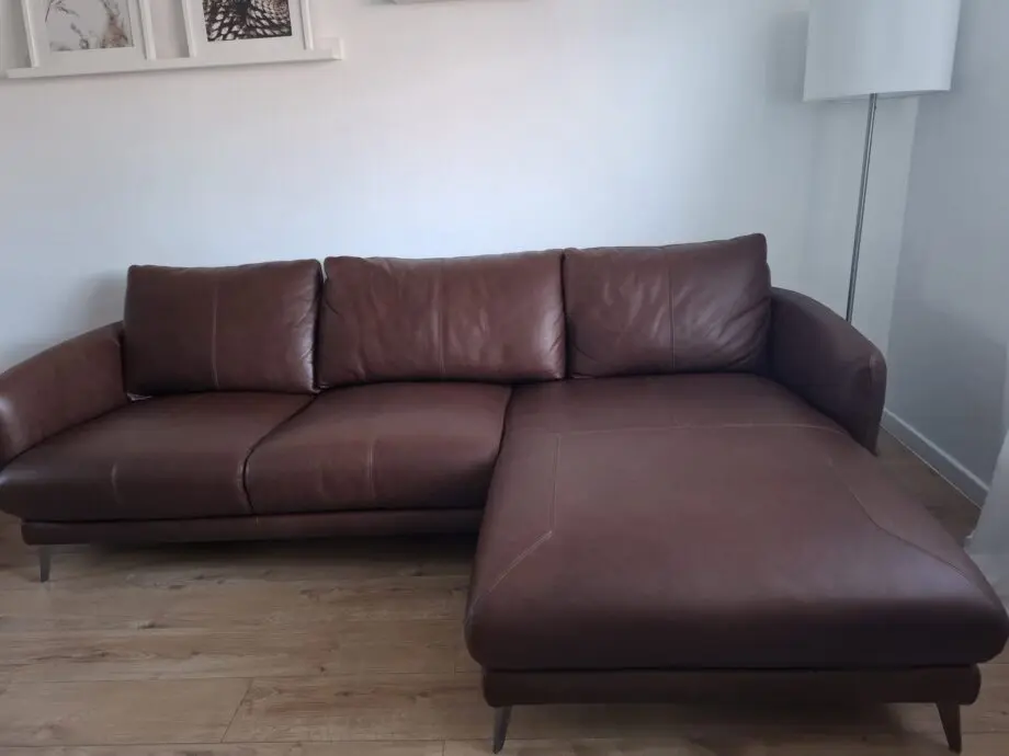 Sofology Alder 3 seater with right hand facing chaise brown leather
