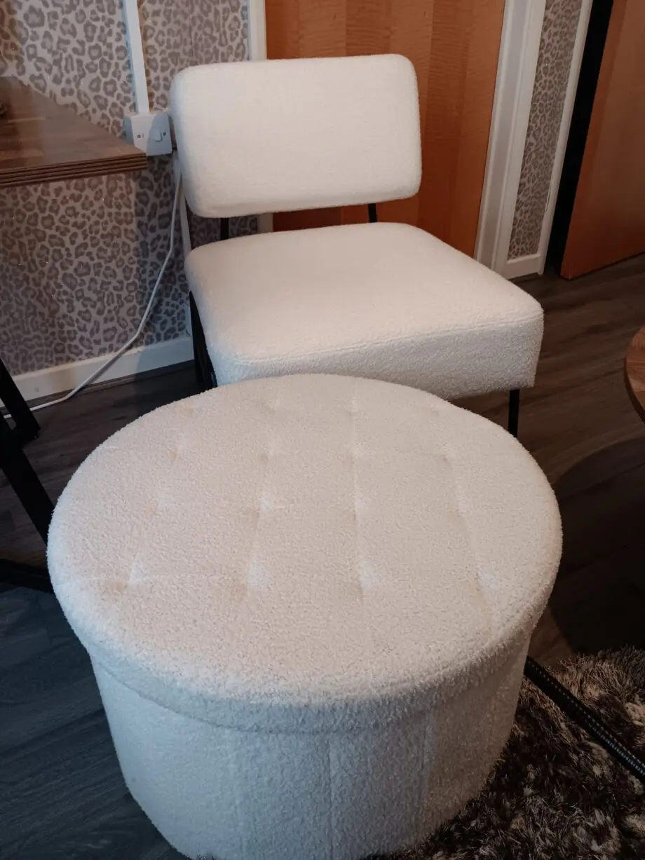 Boulce dunelm chair and matching ottoman