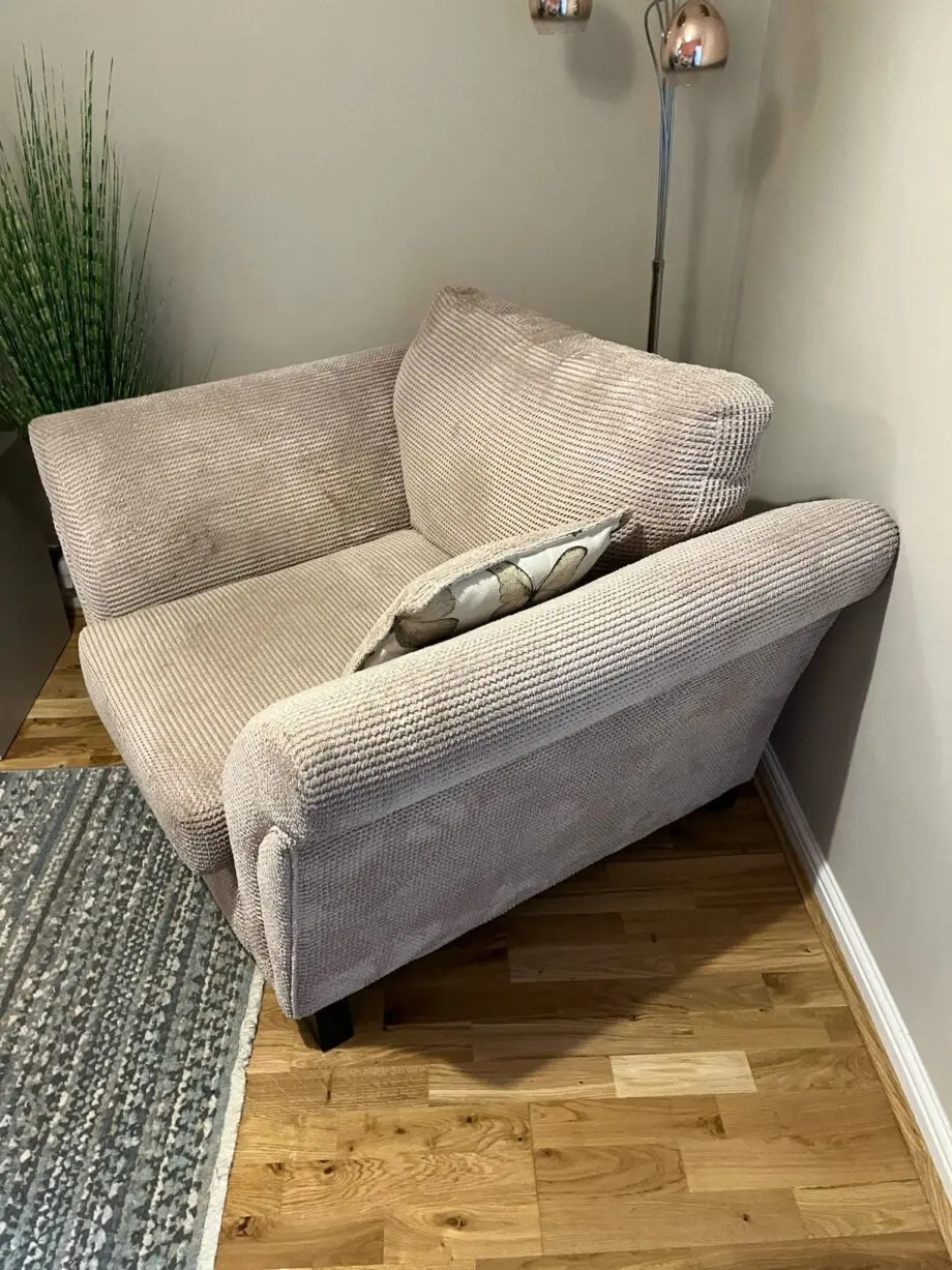 Oversized DFS Cord Comfy Armchair – Neutral Colour