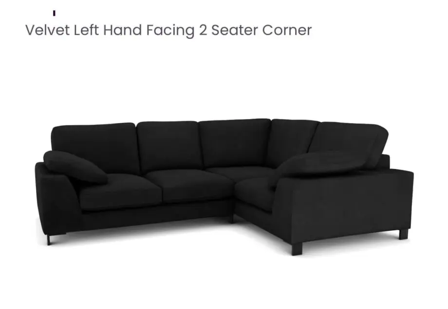 DFS Euphoria Black Velvet Corner Sofa