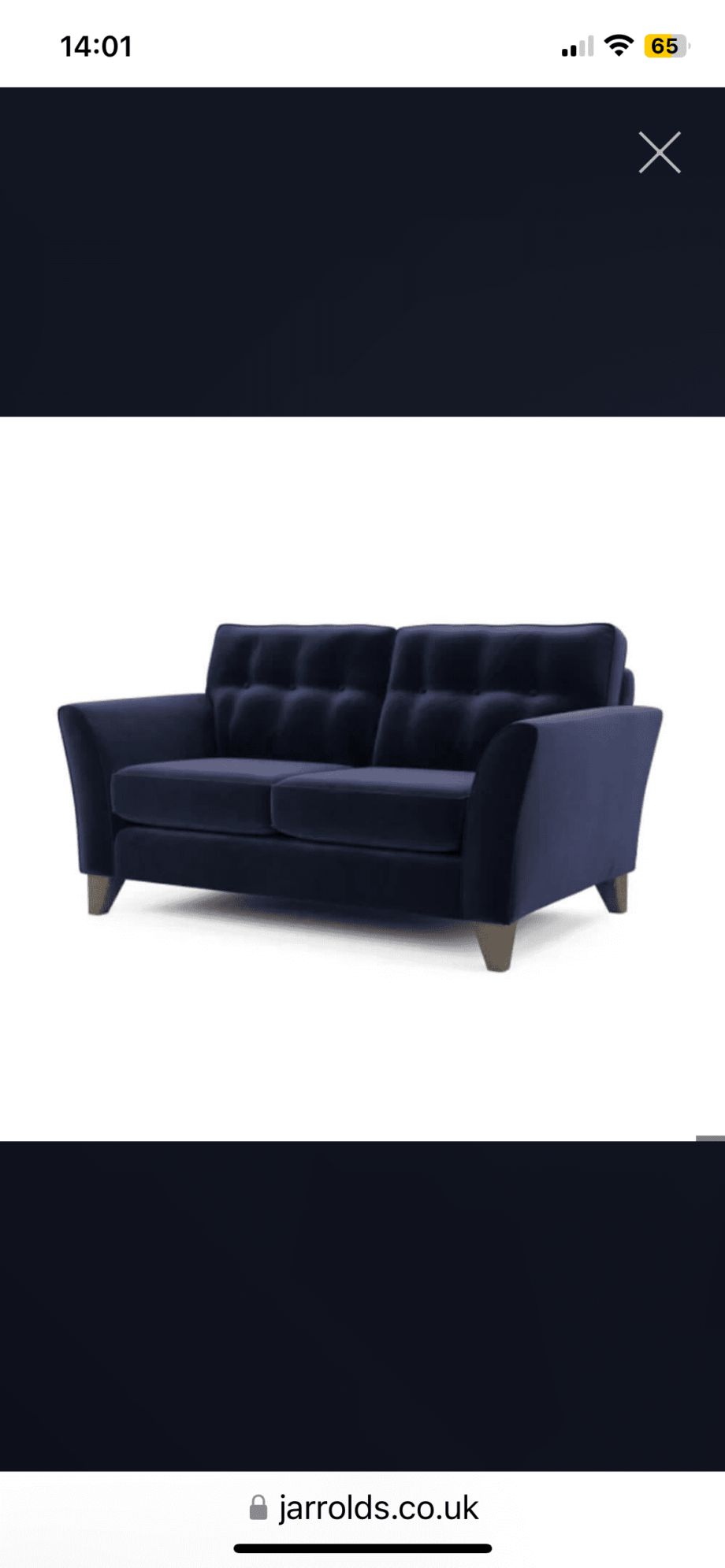 The Lounge co Blue velvet 2.5 seater sofa