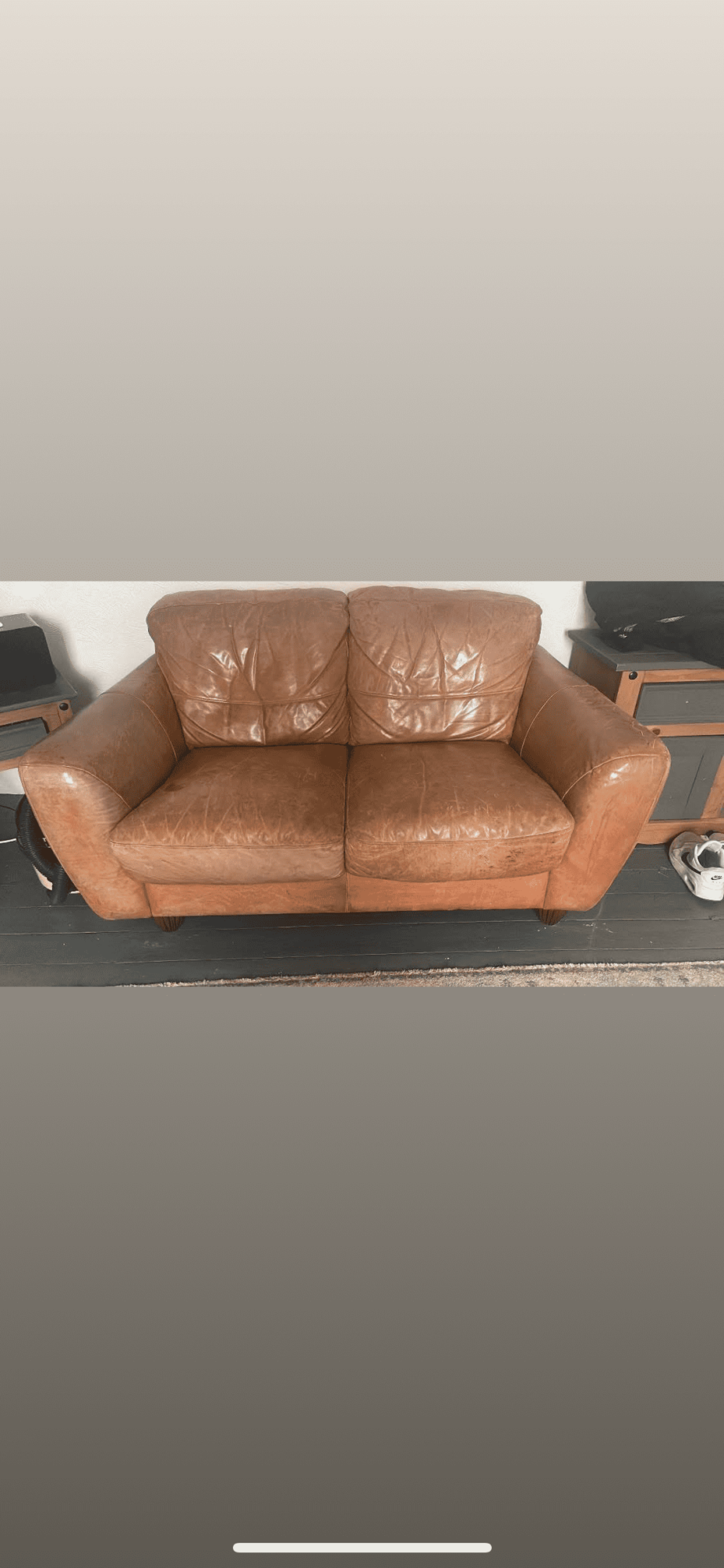 Antique tan settee