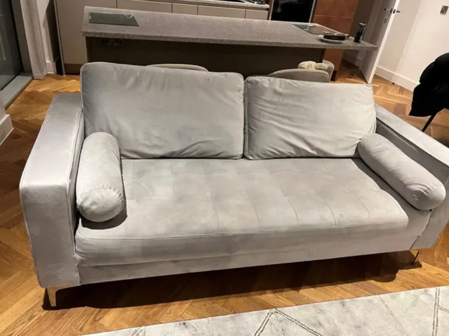 Modern Grey Velvet 2-Seater Sofa – Sofology Malia Rhodes Silver Fabric RRP £1100