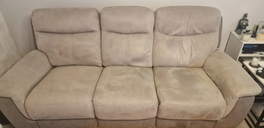 2x DFS 2 tone, grey suede 3 seater recliners