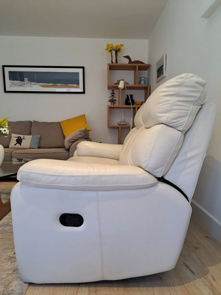 2-seater, cream, leather recliner sofa