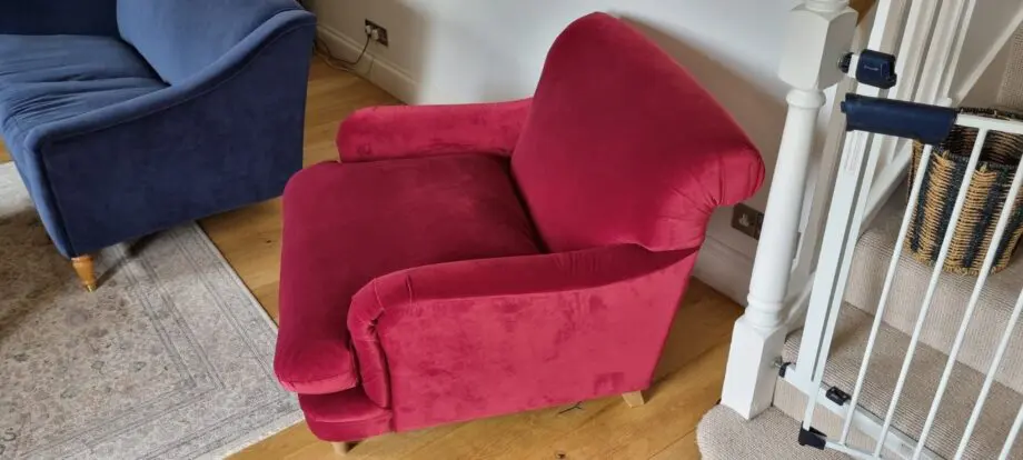 Loaf Pudding Love Seat. In Merlot Clever Deep Velvet