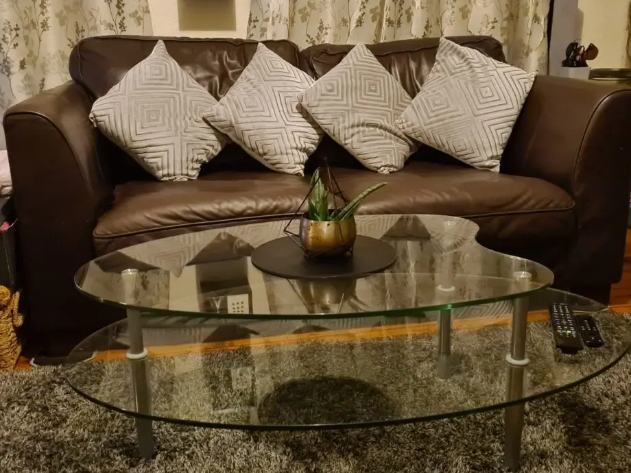 large dark brown genuine leather dfs sofa