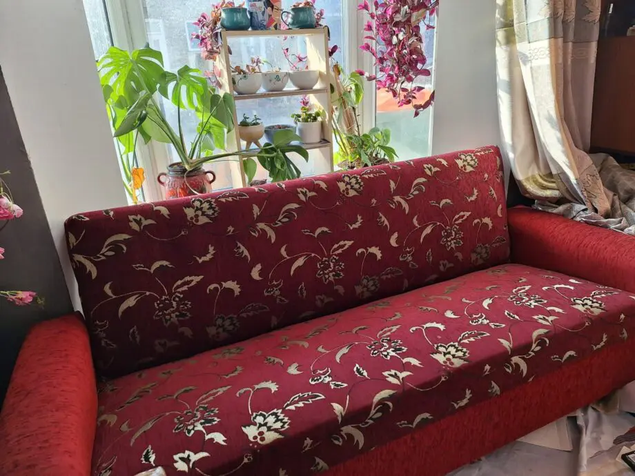 2 Red vibrant sofa beds.