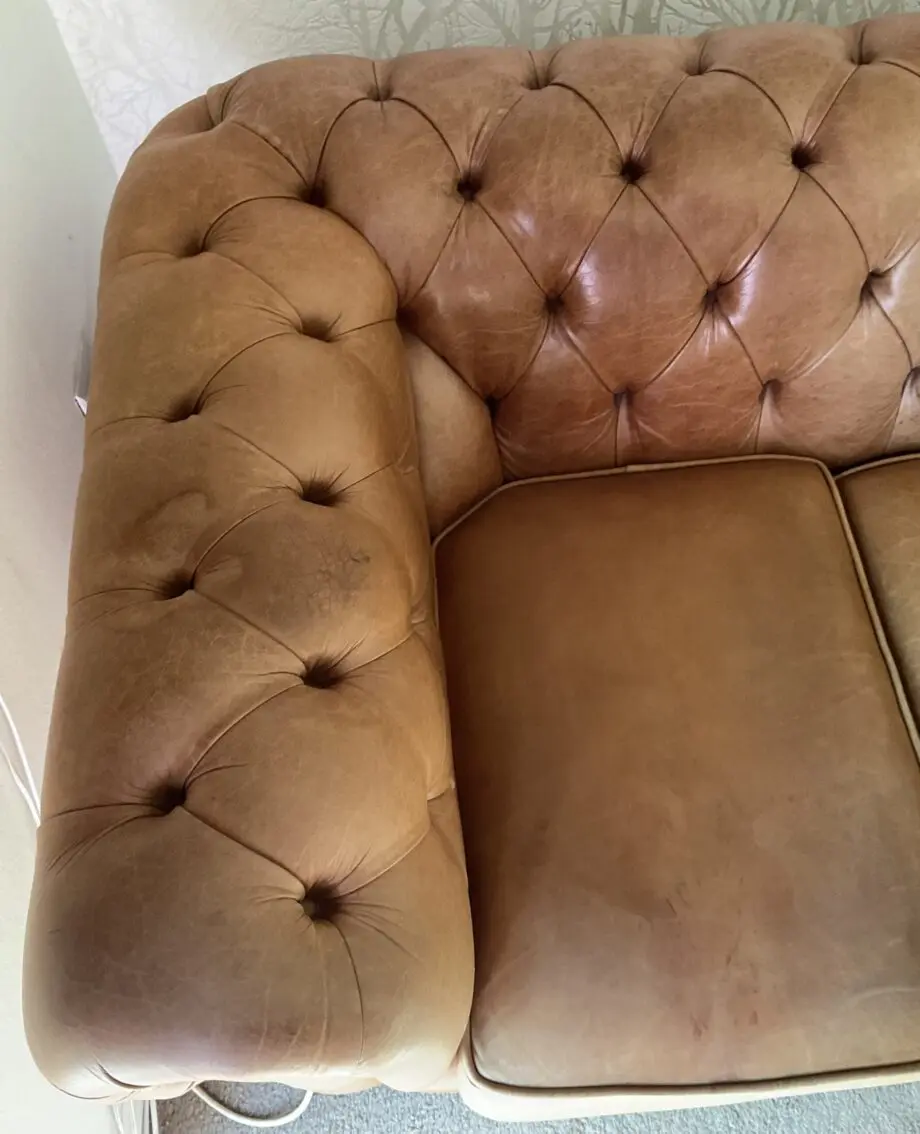 Saxon leather chesterfield 3 seater sofa brown