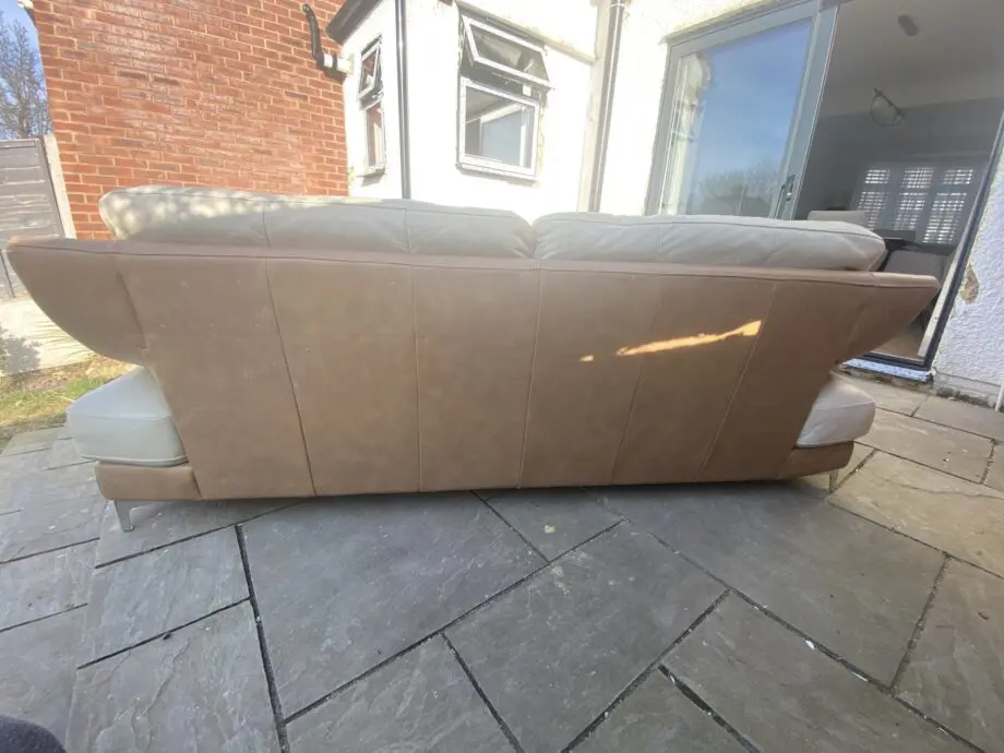 DFS Leather 3 Seater Cream Sofa