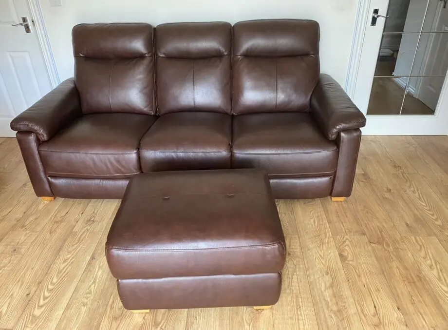 Oak Furniture Land Brown Hastings Reclining 3-Seater Sofa + Storage Footstool