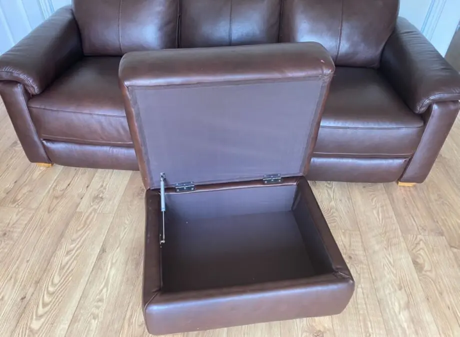 Oak Furniture Land Brown Hastings Reclining 3-Seater Sofa + Storage Footstool