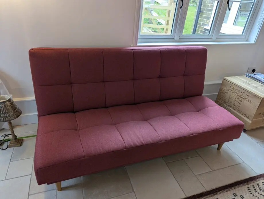 John Lewis Linear Medium 2 Seater Sofa Bed, Light Leg, Tweed CRANBERRY