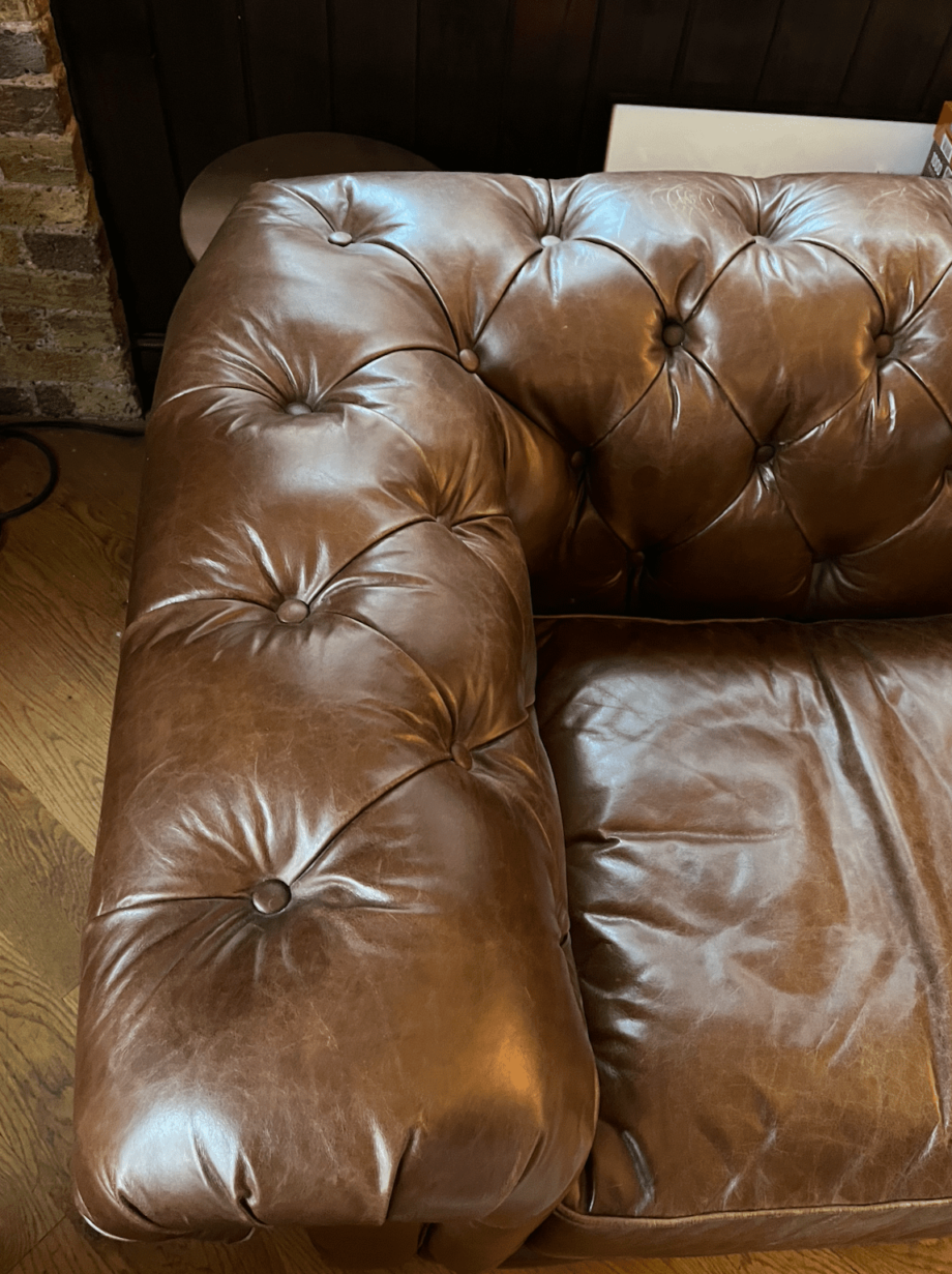 Halo Earle Chesterfield Large 3 Seater Leather Sofa, Antique Whisky