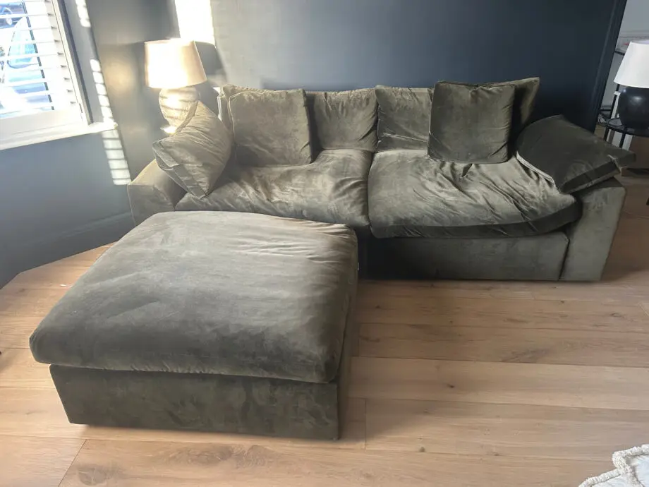 Loaf Cuddlemuffin Modular Chaise Sofa, Wine Bottle Clever Velvet