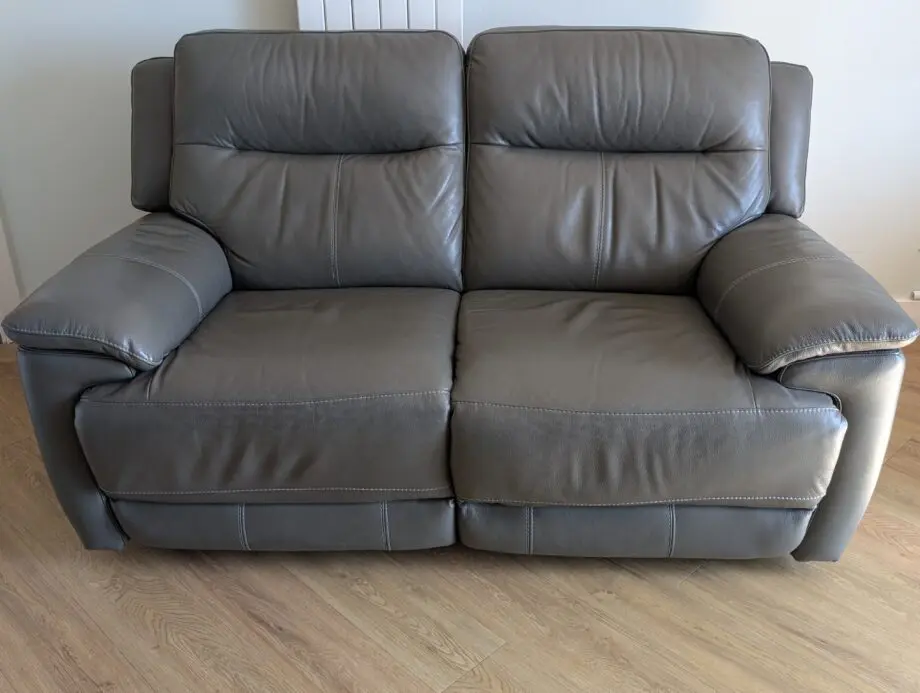 DFS Gray leather 2 seater electric recliner sofa