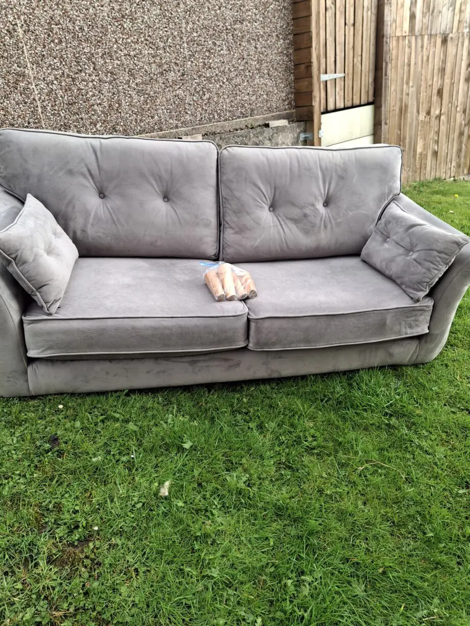 Grey velvet 3 seater sofa from dfs