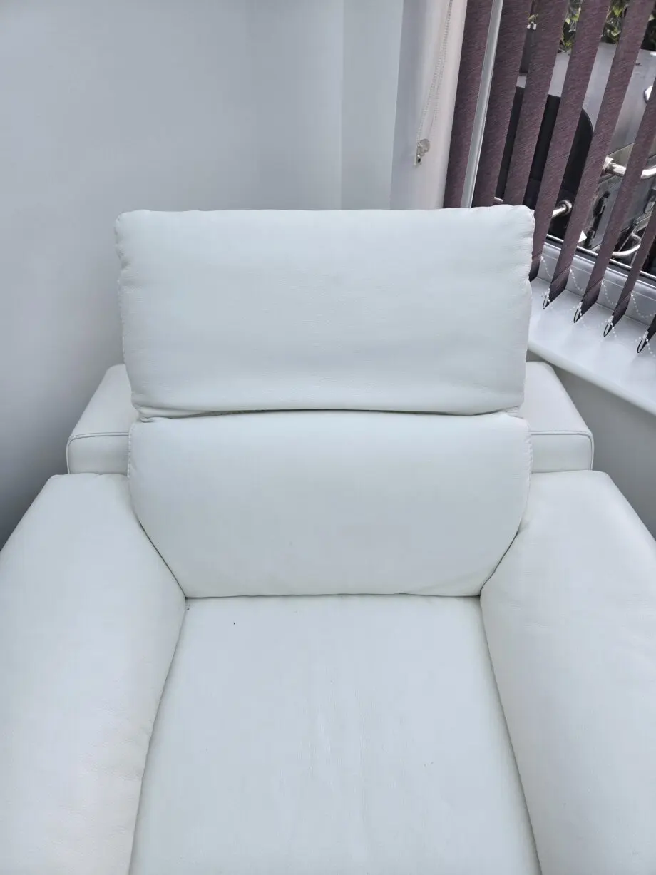 DFS White Leather LShape Sofa and Matching Chair