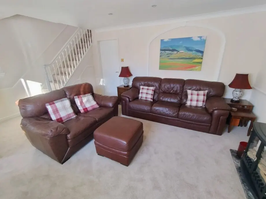 Luxury Comfy Brown Leather Sofa Set