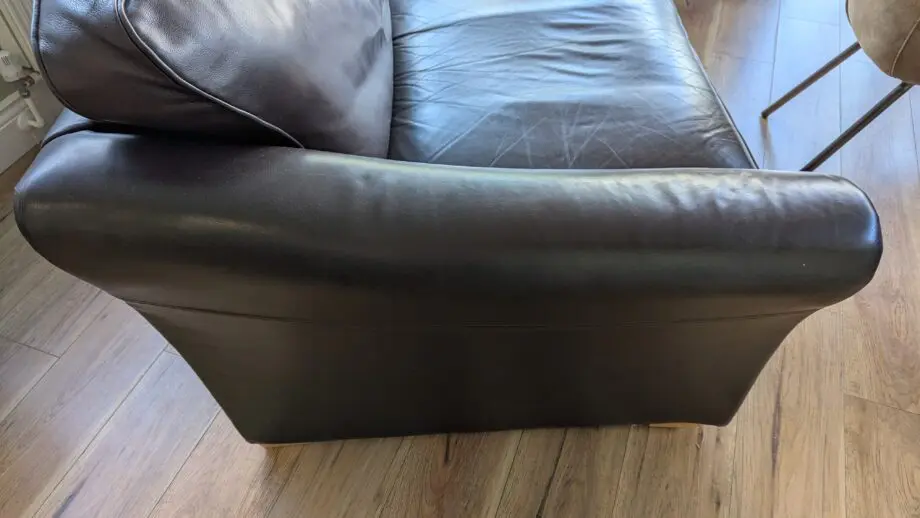 Brown leather M&S large 3 seater sofa.