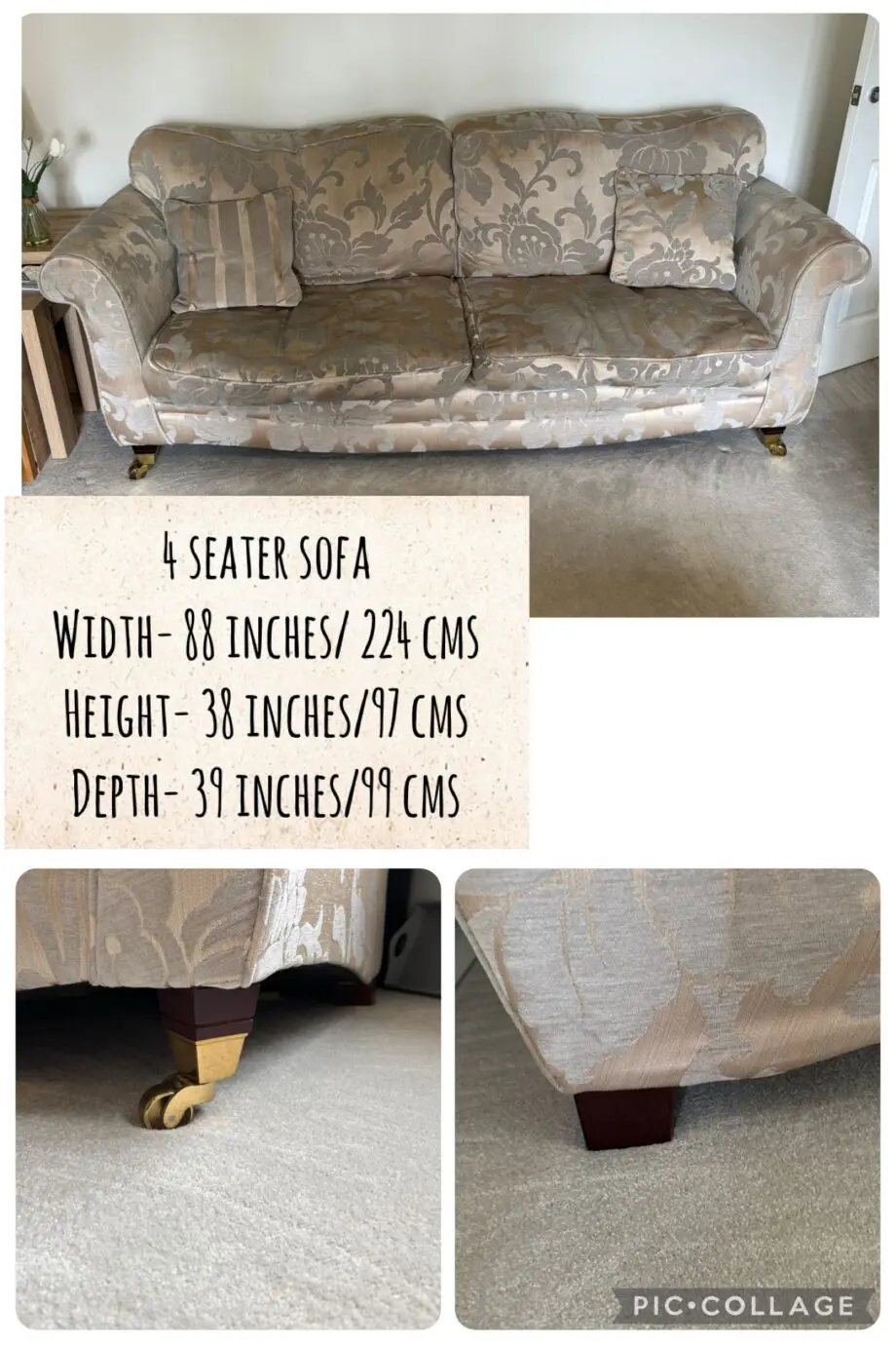 SCS Gold and Grey Sofa Set