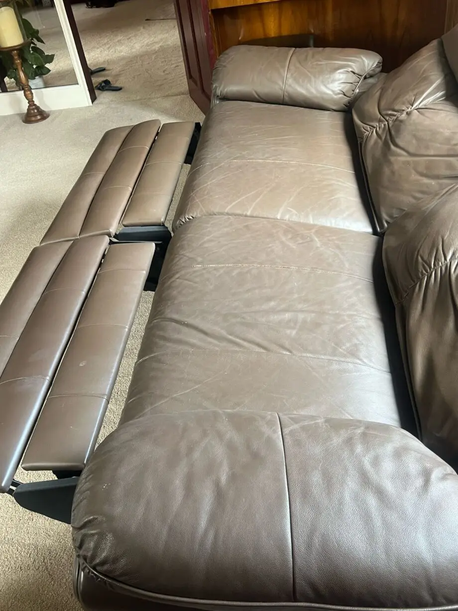 One 3 Seater, recliner and one 2 seater SCS leather sofas-- Dark Brown colour. Unused for 5 years