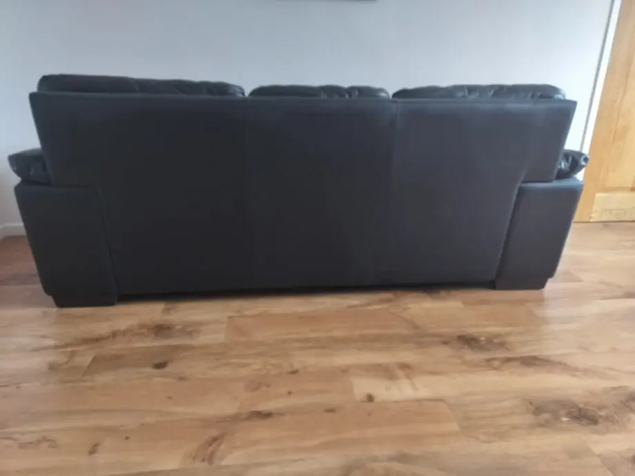 DFS Black Faux Leather 3 Seater Sofa