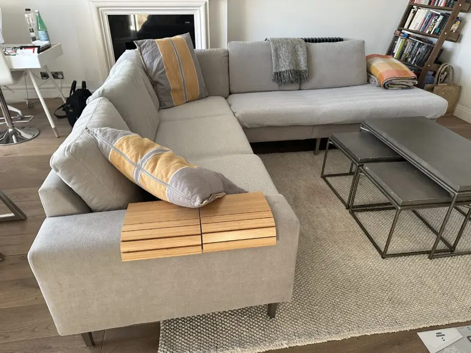 Large grey L-shaped BoConcept corner sofa