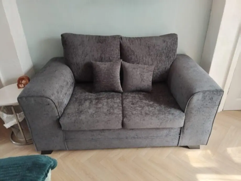 Chenille Fabric Grey 3+2 Highback Sofa