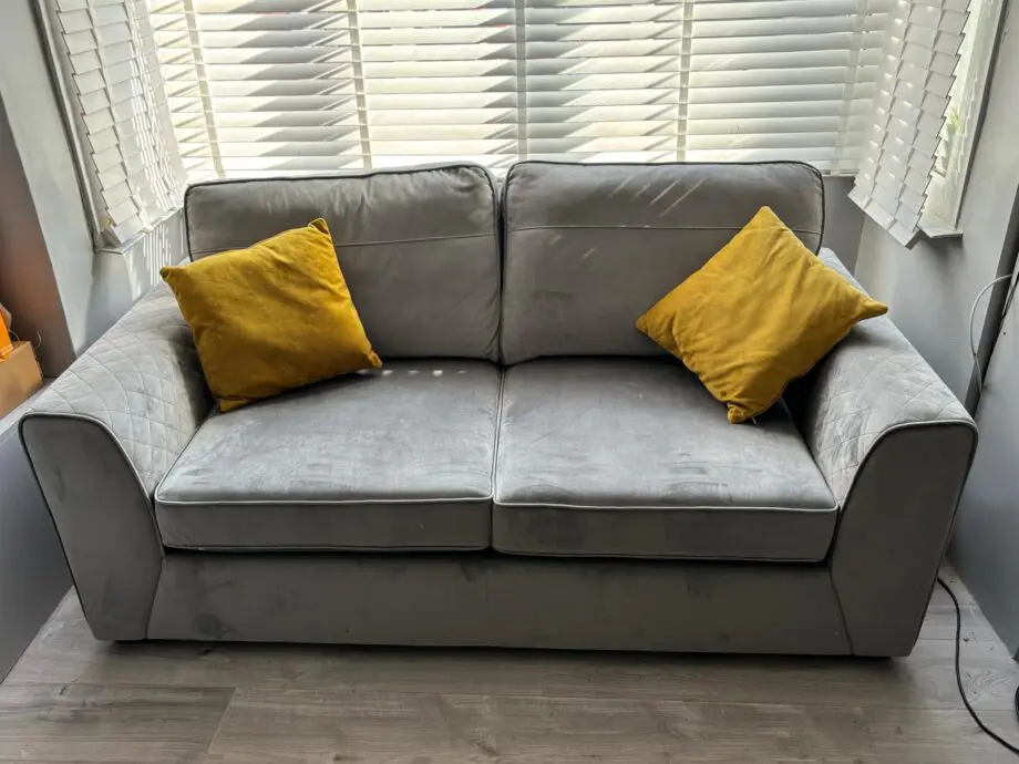 DFS Two Seat Sofa - Grey Brushed Fabric